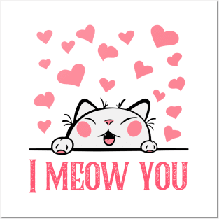 Cute I MEOW YOU T-shirt mug coffee mug Apparel Hoodie Sticker Magnet Pillow gift design Posters and Art